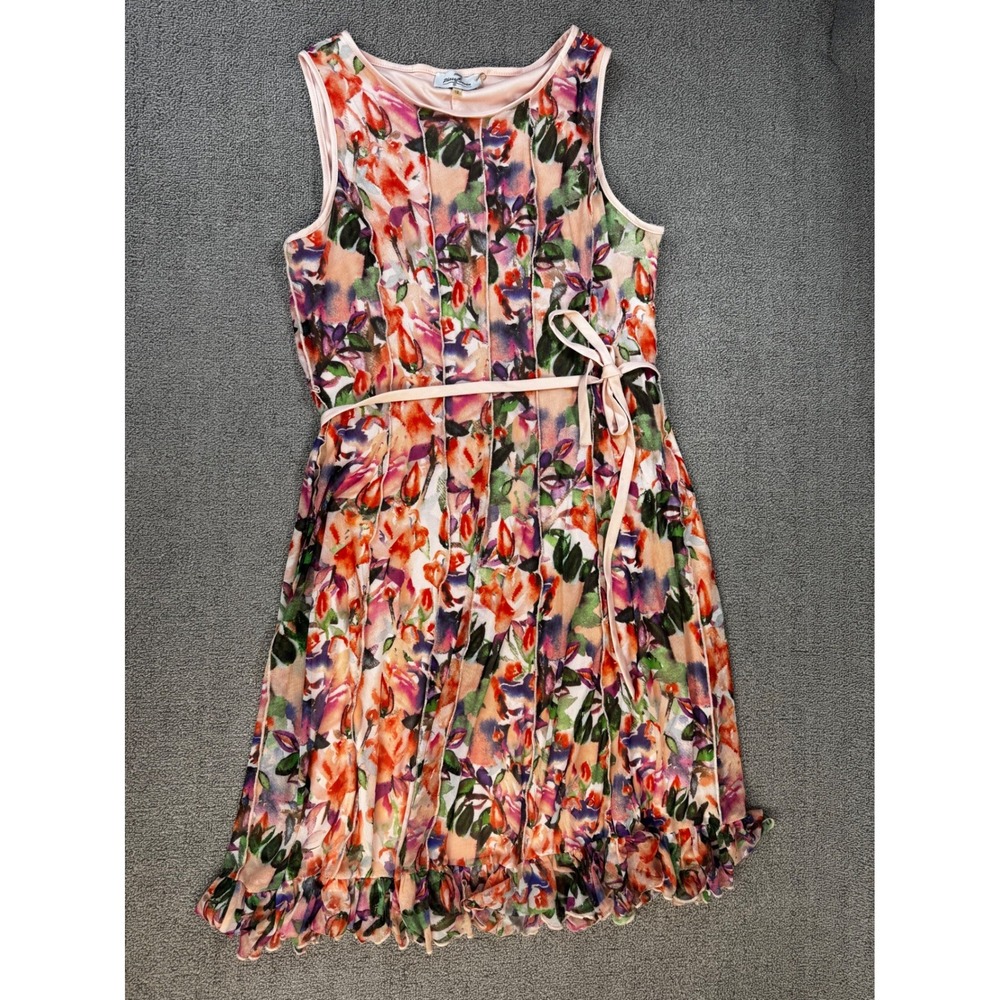 Phase Seven Dress Womens 12 Floral Mesh Ruffle Midi Fairy Cottage Garden Party